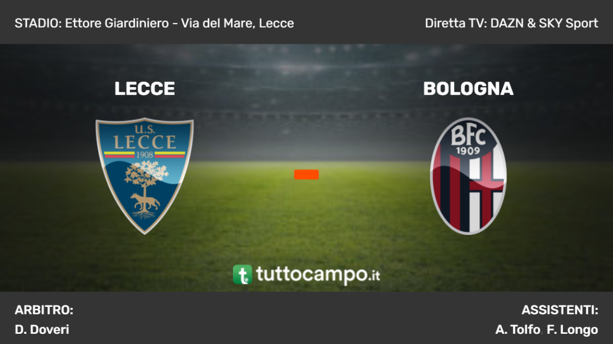 Lecce Bologna le formazioni ufficiali Italia Tuttocampo.it