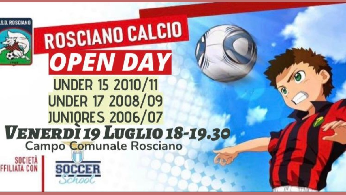 Asd Rosciano: Fissato le date per Open day per Giovanissimi, Allievi e ...